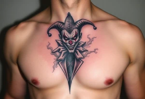 jester in a fog of smoke tattoo idea