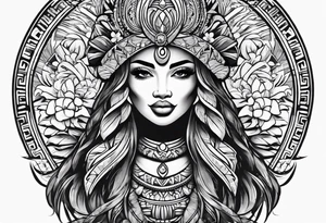 hawaiian tiki with hula girl tattoo idea