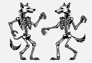 two wolf skeletons dancing salsa tattoo idea