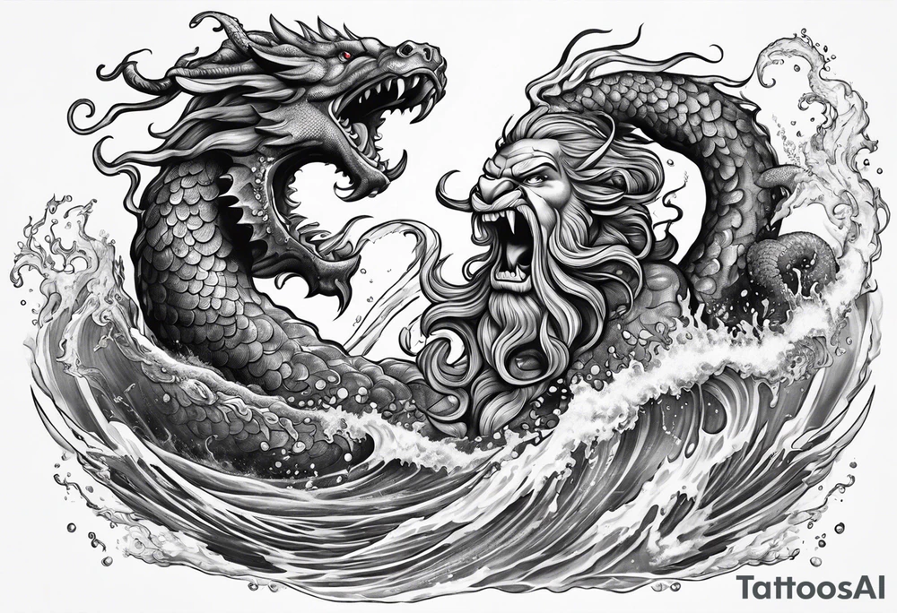 Poseidon battling kraken tattoo idea