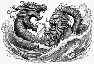 Poseidon battling kraken tattoo idea