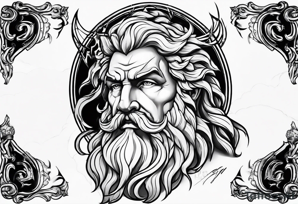 Masculine 
Zeus with thunder bolts tattoo idea