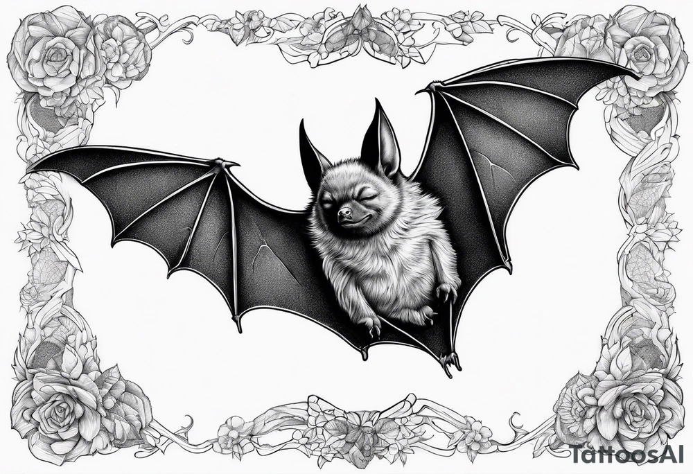 A full body of a bat sleeping tattoo idea