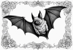 A full body of a bat sleeping tattoo idea