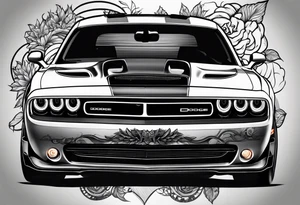 2020 Black Dodge challenger tattoo idea