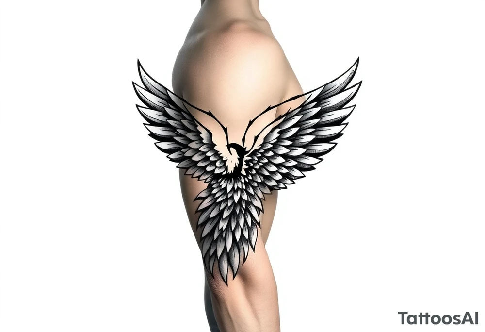 Shoulder to elbow wing tattoo idea