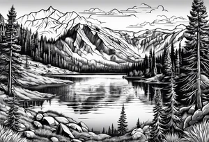 squaw valley with lake in the background tattoo idea