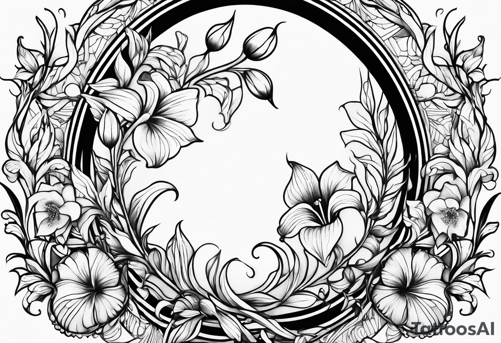 Fine line 
Circular Art nouveau foxglove tattoo idea