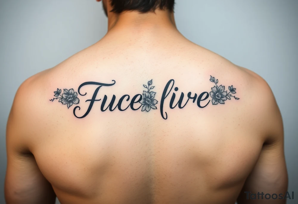 Name cover up but not flowers tattoo idea