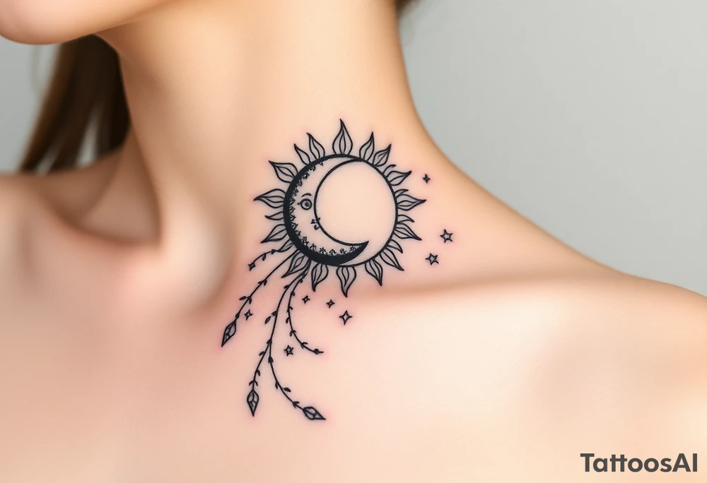 The sun the moon and the stars cascading tattoo idea