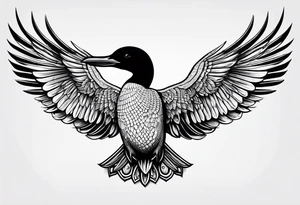 A loon with its wings spread tattoo idea