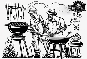 Father and son spending time grilling outside tattoo idea