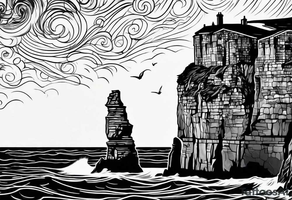 Starry night Cliffs of Moher tattoo idea