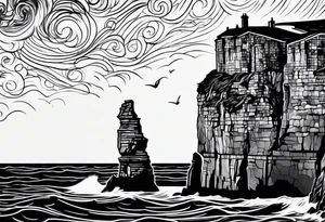 Starry night Cliffs of Moher tattoo idea