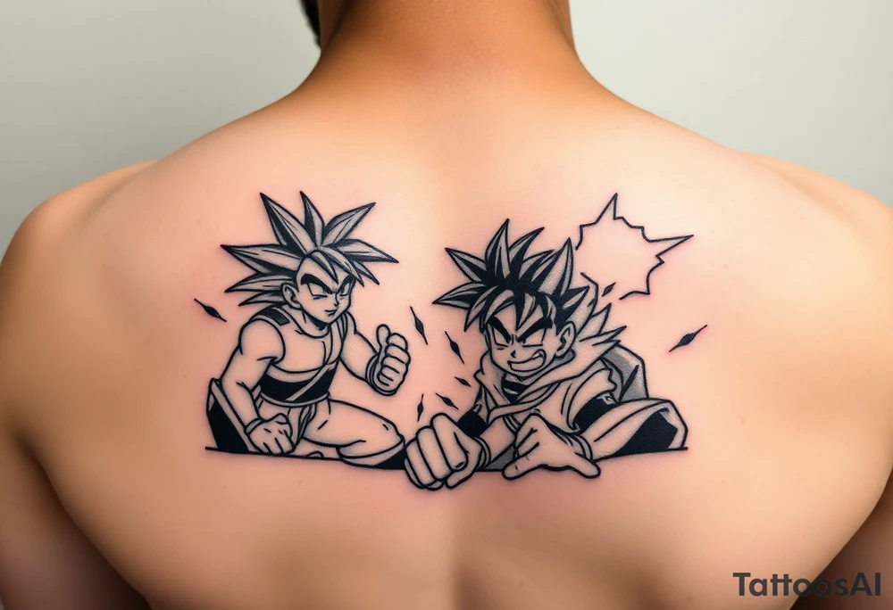 legendary dragonball z scene with energy aura and power effects tattoo idea