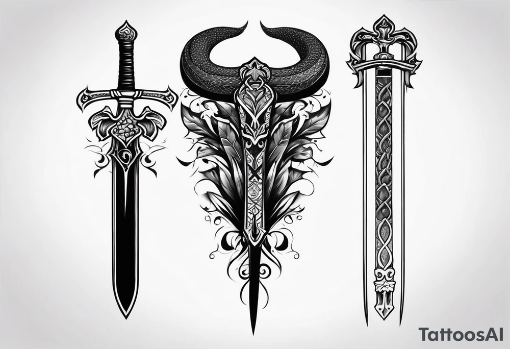 back tattoo, snake, sword, skinny, spine tattoo tattoo idea
