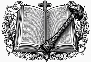 The symbol of Matthias a open Bible and a battle Axe tattoo idea