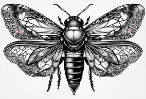 cicada on top of red black gothic design tattoo idea