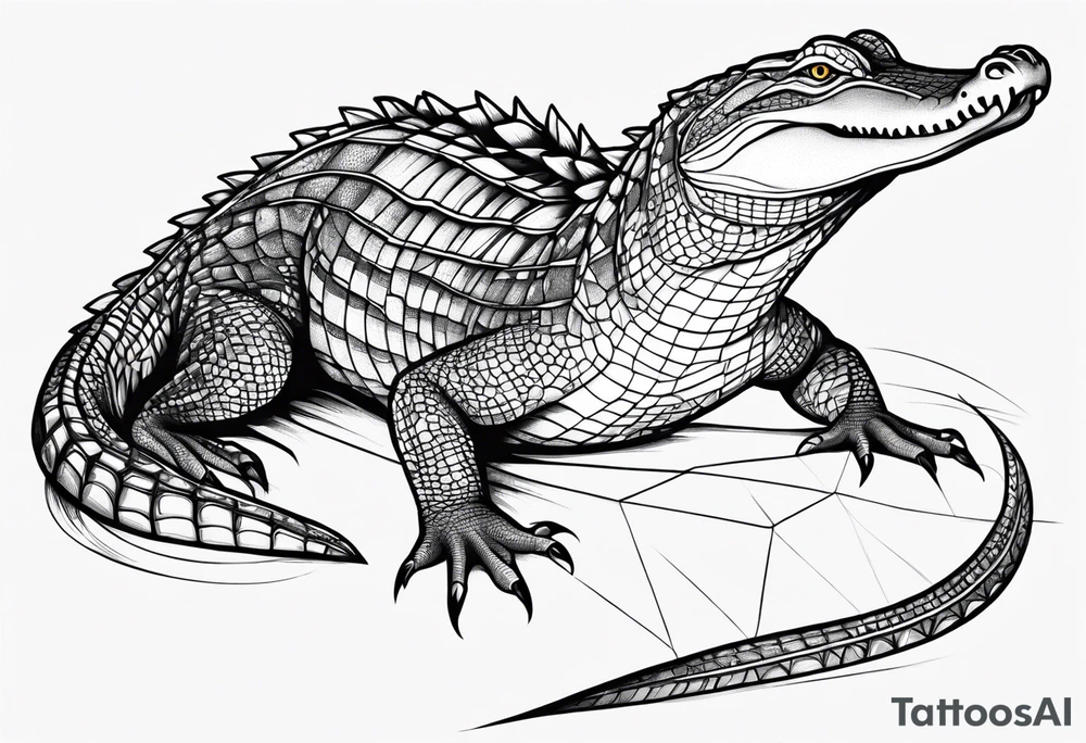 Full body Caiman with tail leg tattoo tattoo idea
