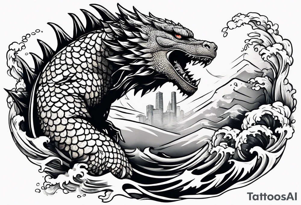 Godzilla and a Koi fish tattoo idea