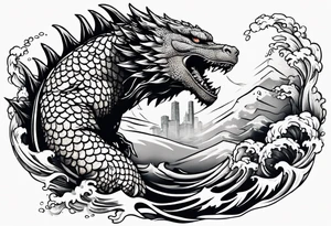Godzilla and a Koi fish tattoo idea