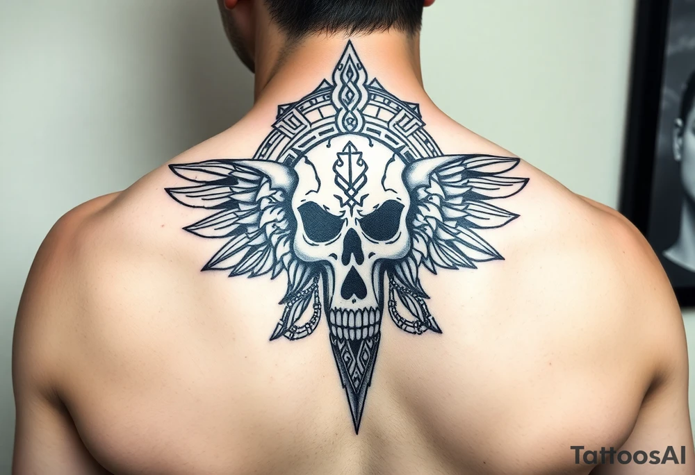 Create a mexican Aztec tattoo with life and death as the theme tattoo idea