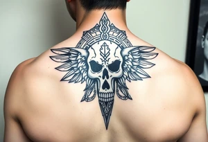 Create a mexican Aztec tattoo with life and death as the theme tattoo idea