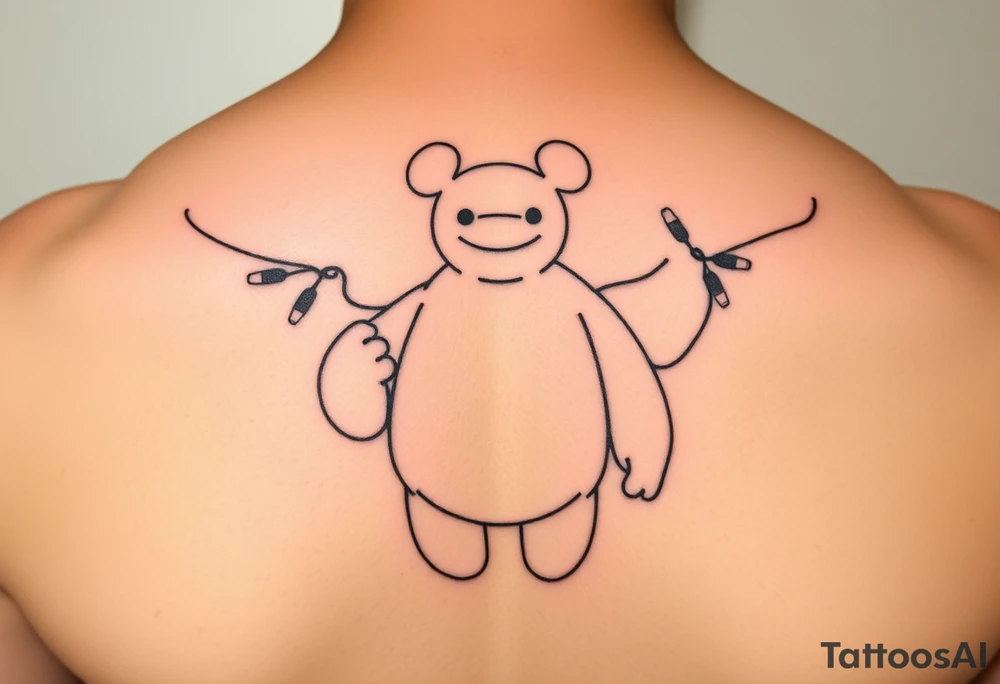Disney Christmas themed Baymax up in mickey head shaped Christmas lights tattoo idea