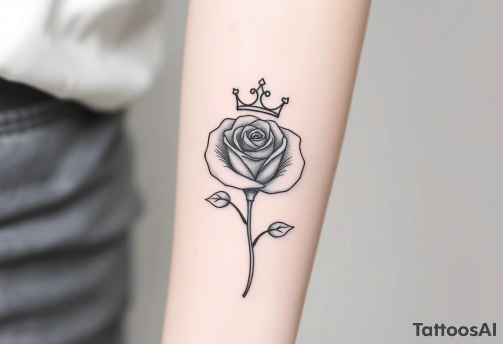 A rose with a crown on-top of it tattoo idea