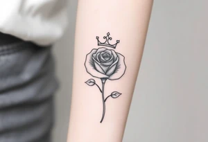 A rose with a crown on-top of it tattoo idea