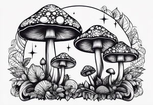 mushrooms with a crescent moon tattoo idea