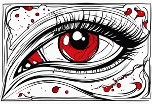 Bleeding tear draining to down from red eye sleeve tattoo design tattoo idea