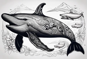 Hawaiian whale school tattoo idea