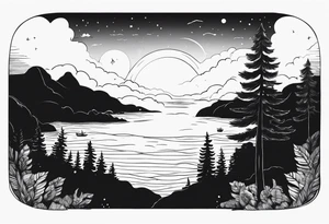 The sky that is an ocean with a forest below tattoo idea