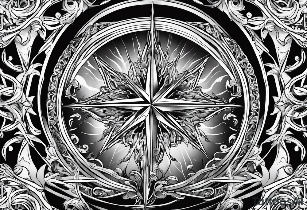 fallin angle with chains clouds lightening tattoo idea