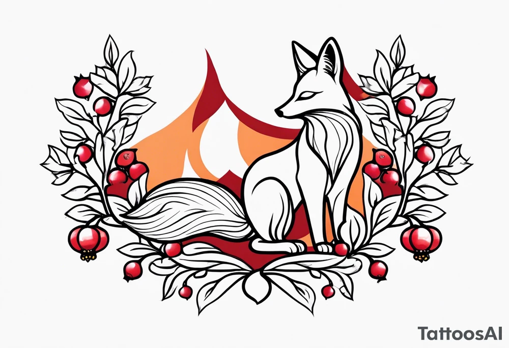 strength, small, nuanced, pomegranate, elegant, armenian, fox tails tattoo idea