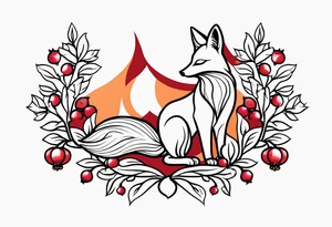 strength, small, nuanced, pomegranate, elegant, armenian, fox tails tattoo idea