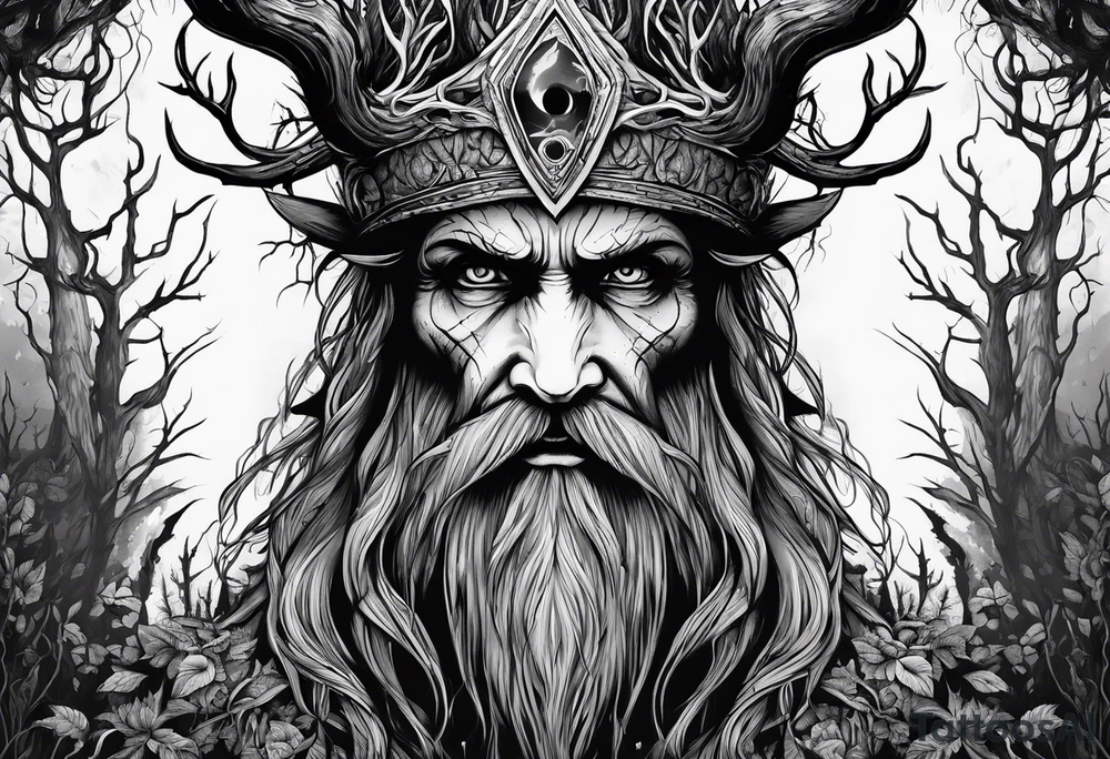 Leshy creepy looming danger skinny tall tattoo idea