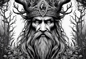 Leshy creepy looming danger skinny tall tattoo idea