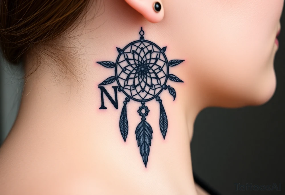 Nia letters with a dreamcatcher tattoo idea