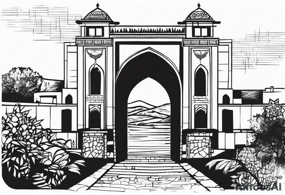 israel town gate vector tattoo idea