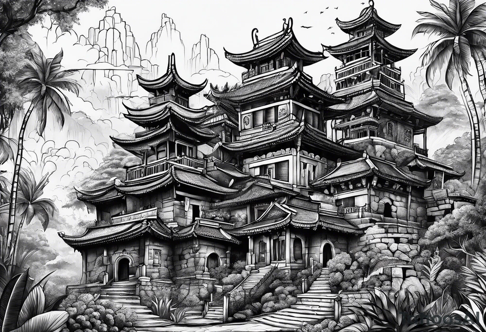 Lost city with new life tattoo idea