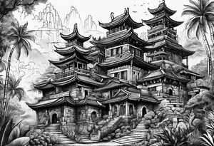 Lost city with new life tattoo idea