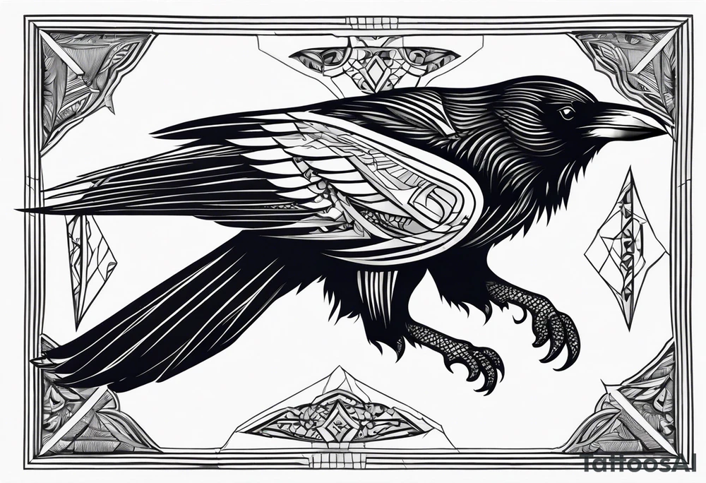 a hybrid animal of raven and wolf tattoo idea