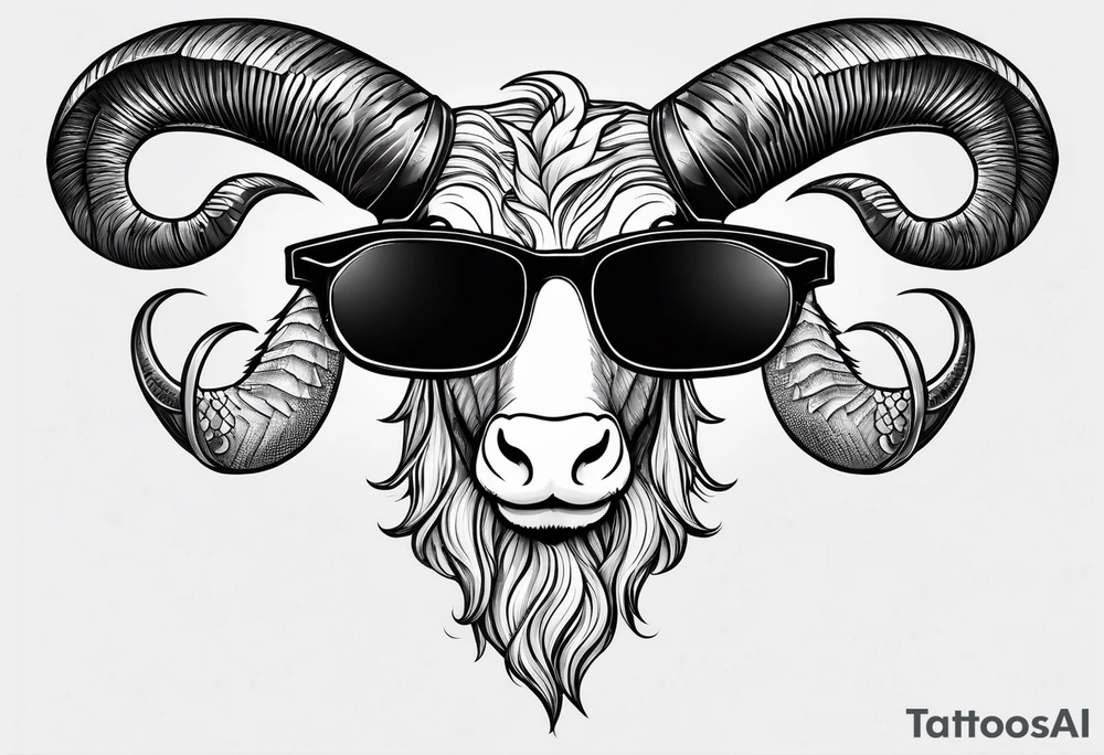 capricorn with sunglasses and shotgun tattoo idea