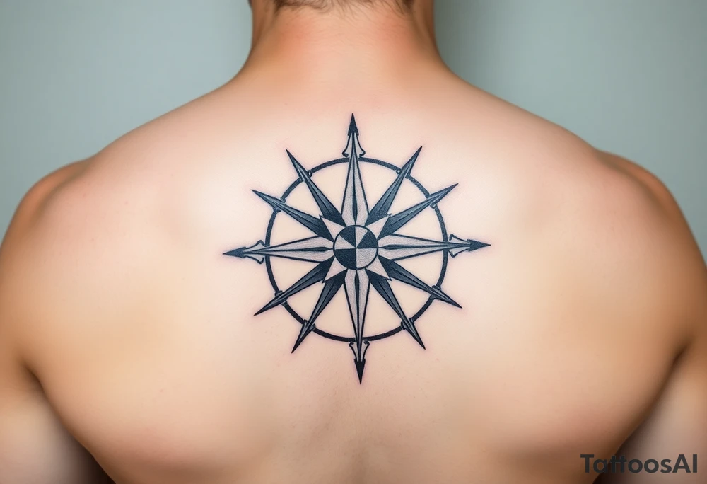 Compass rose done in the style used on tattoos during World War Two tattoo idea