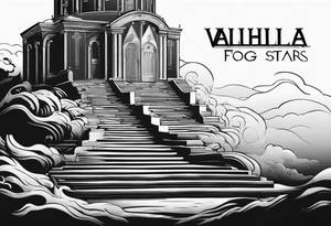 Valhalla  fog stairs mist church tattoo idea