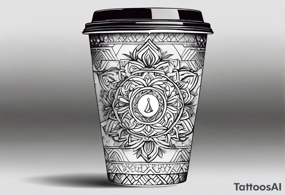 20 oz cup Christmas motif with a blank spot to engrave a name in the middle tattoo idea