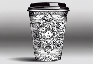 20 oz cup Christmas motif with a blank spot to engrave a name in the middle tattoo idea