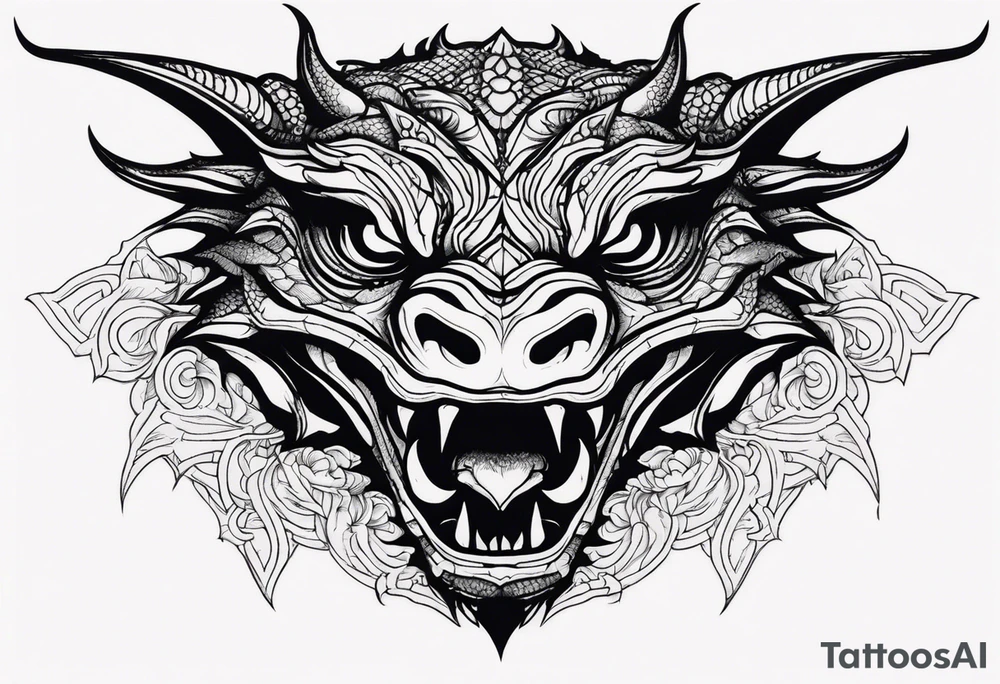 Dragon head facing front tattoo idea